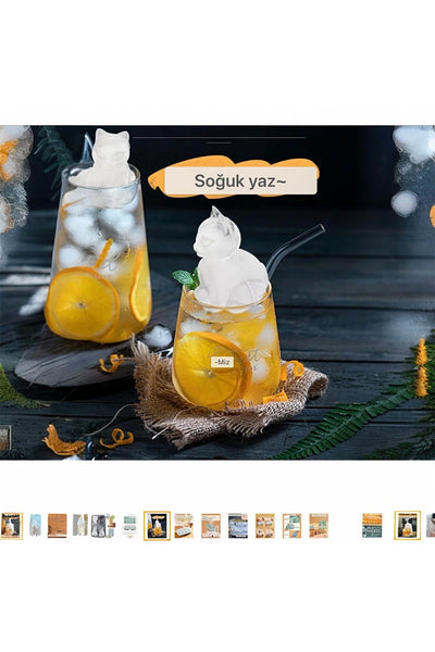 Yenigeldi 3D Kedi Silikon Buz ve Tatlı Kalıbı - 4’lü Dekoratif Buzluk, Çikolata Kalıbı (Sızdırmaz Kapaklı)