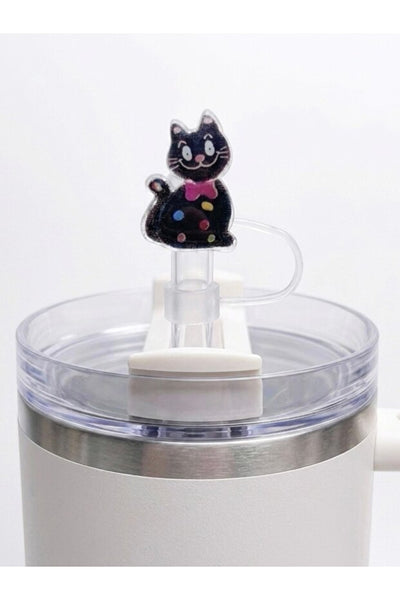 Yenigeldi Sevimli Elmas Kesim Kedi 10mm Pipet Koruyucu - Silikon Pipet Tıpası, Kapağı ve Başlığı