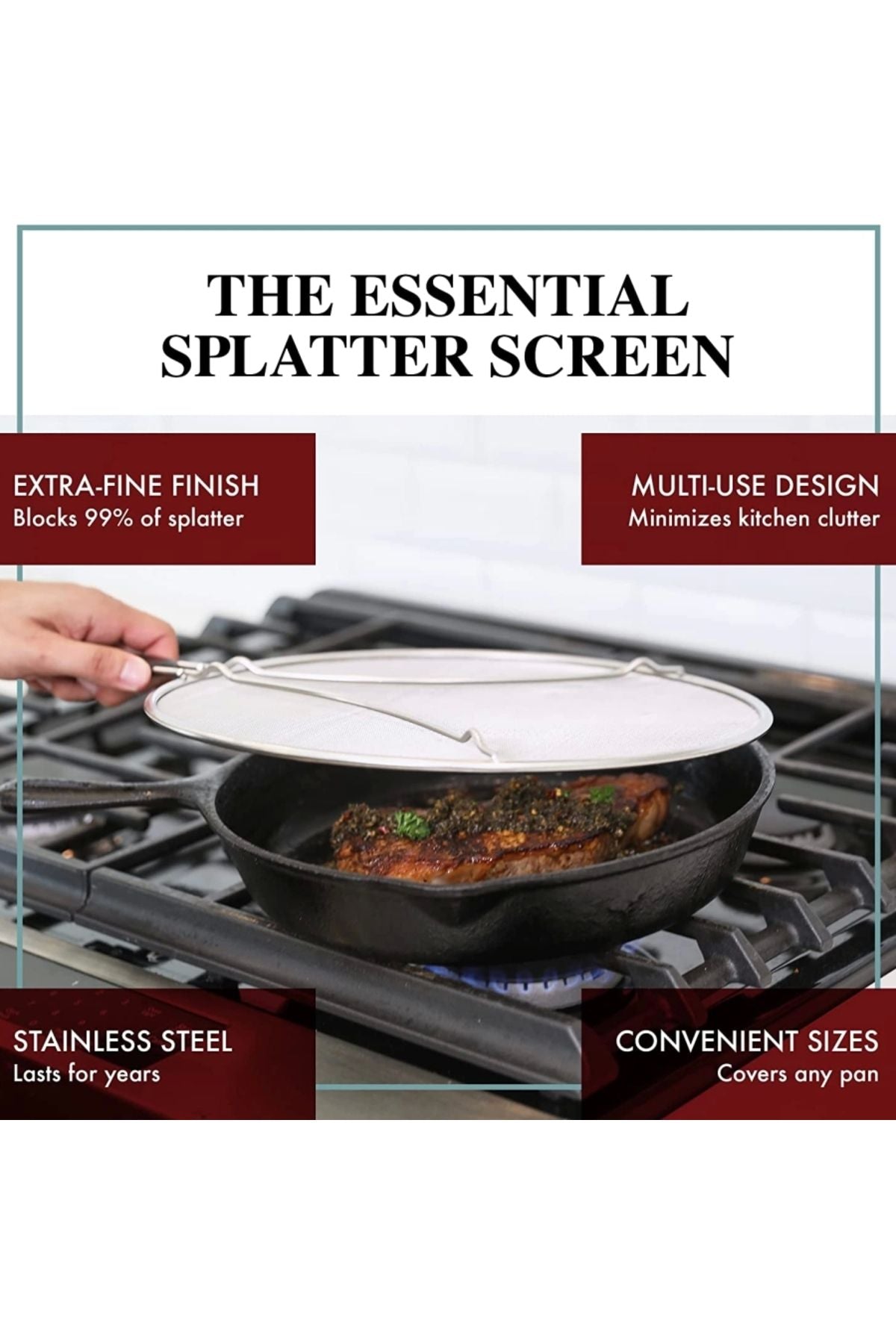 25 Cm 3'ü 1 Arada Paslanmaz Çelik Yağ Sıçratmaz Süzgeç Ve Soğutma Tavası (1 ADET)