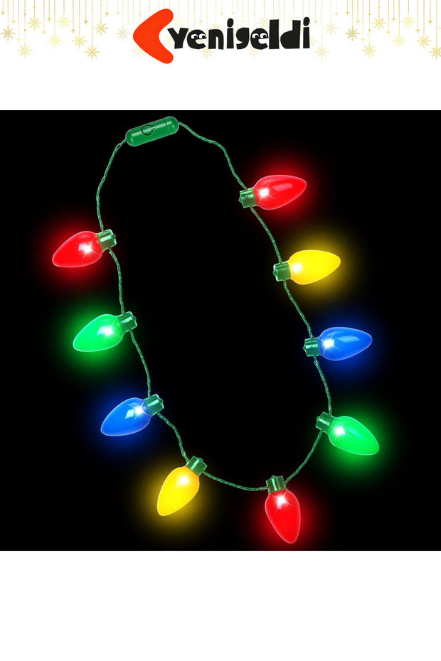 2 Adet Renkli Yılbaşı LED Işıklı Kolye - Parti ve Noel Dekorasyonu 3 Kademeli Yanma Modu