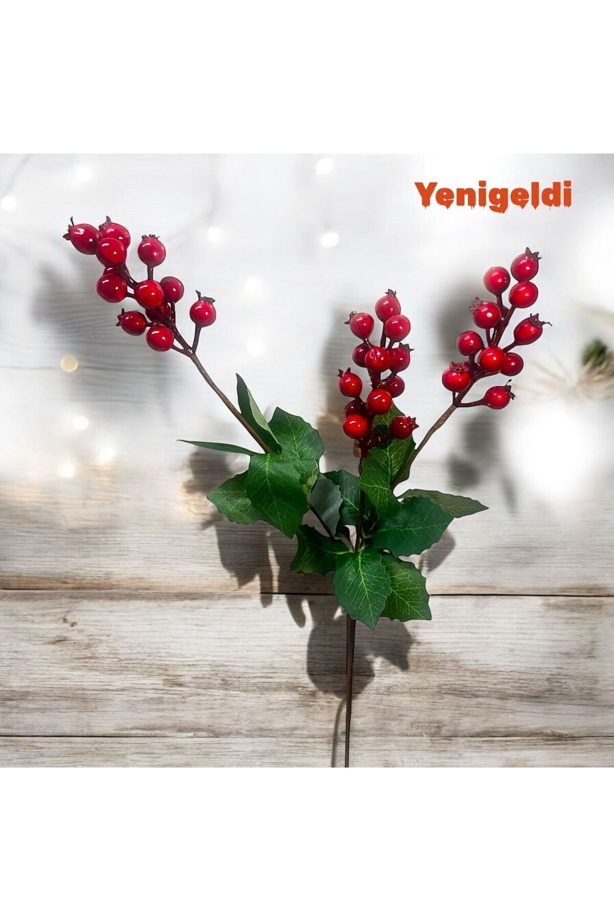 Yenigeldi 4 Adet 3 Dallı Yapraklı 60 Cm Kokina Ve Yapraklı Yılbaşı Süsü Süs Dekorasyon T1124