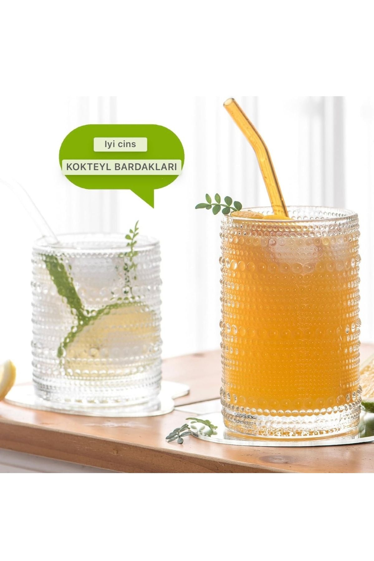 Yenigeldi 1 Adet Y38 420 ml Vintage Hobnail Bardak Antika Boncuk Kabartmalı Kahveviski