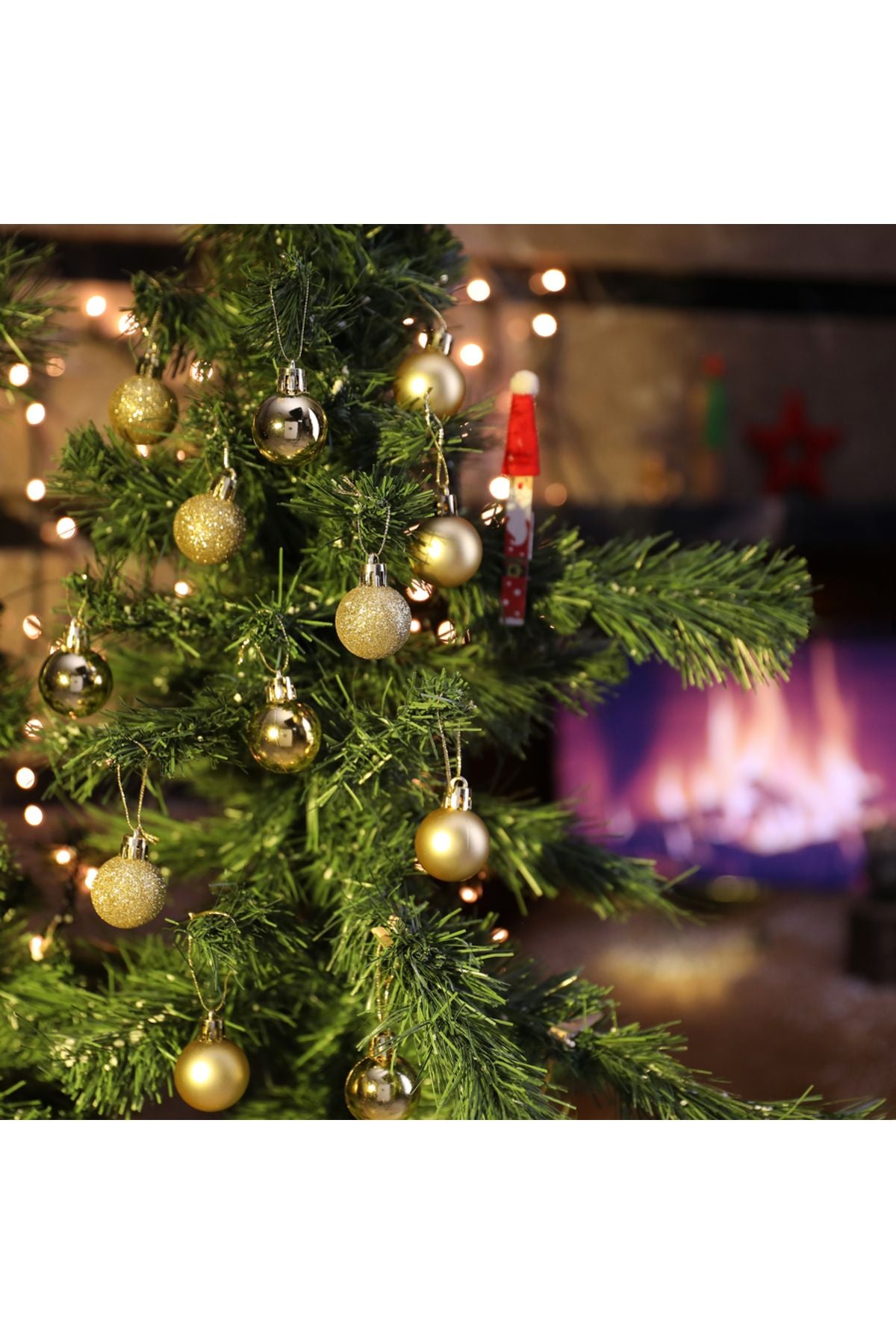 12'li Gold 3 Cm Yılbaşı Topu, Noel Topu, Çam Ağacı Topu, Süs Topu