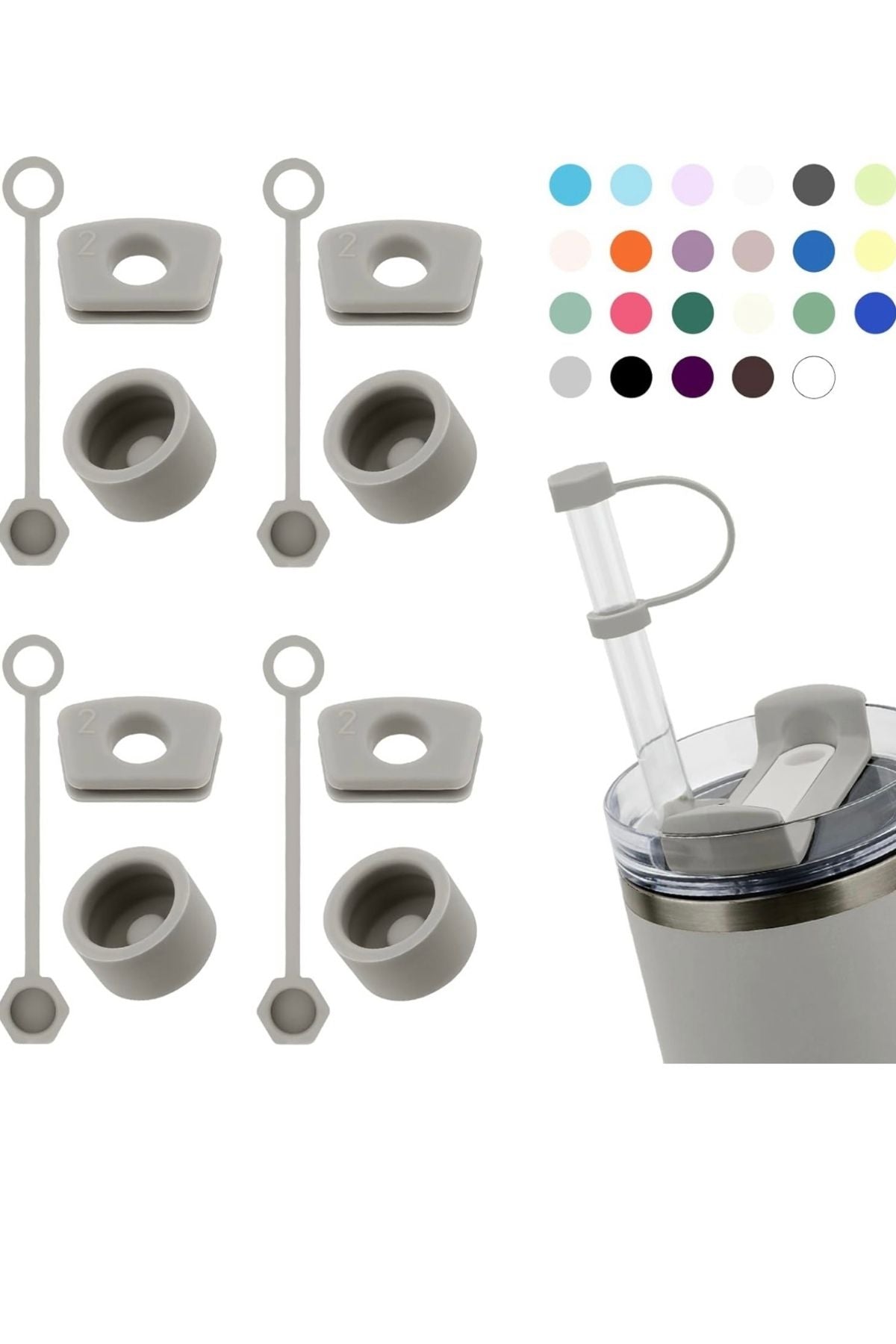 Yenigeldi 2 set ( 6 parça ) Gri pipet için 40 ve 30 oz Termos için Sızdırmaz Seti