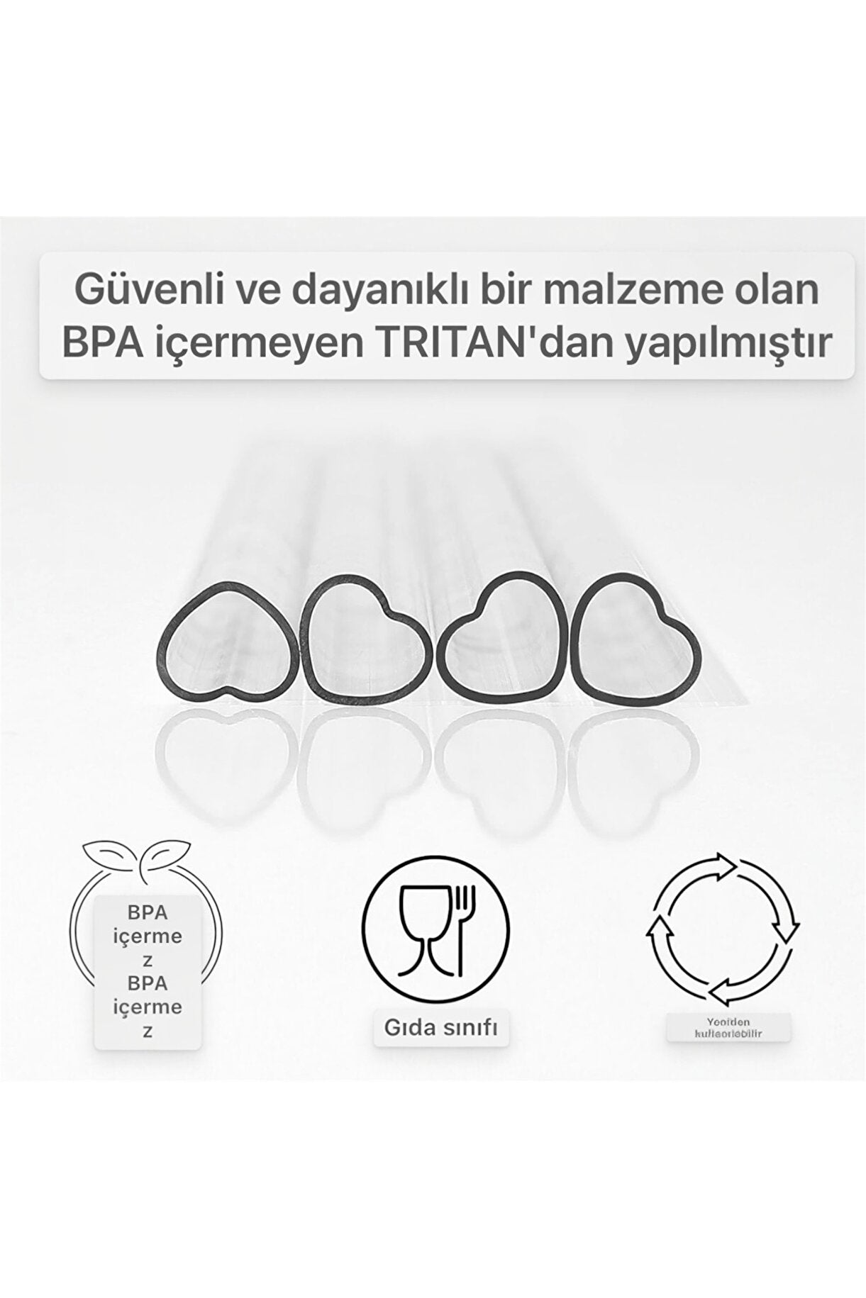 Yenigeldi 30 cm Stanly Quencher Uyumlu Tritan Malzeme Kalp Pipet ( 4 pipet + 1 Fırça)