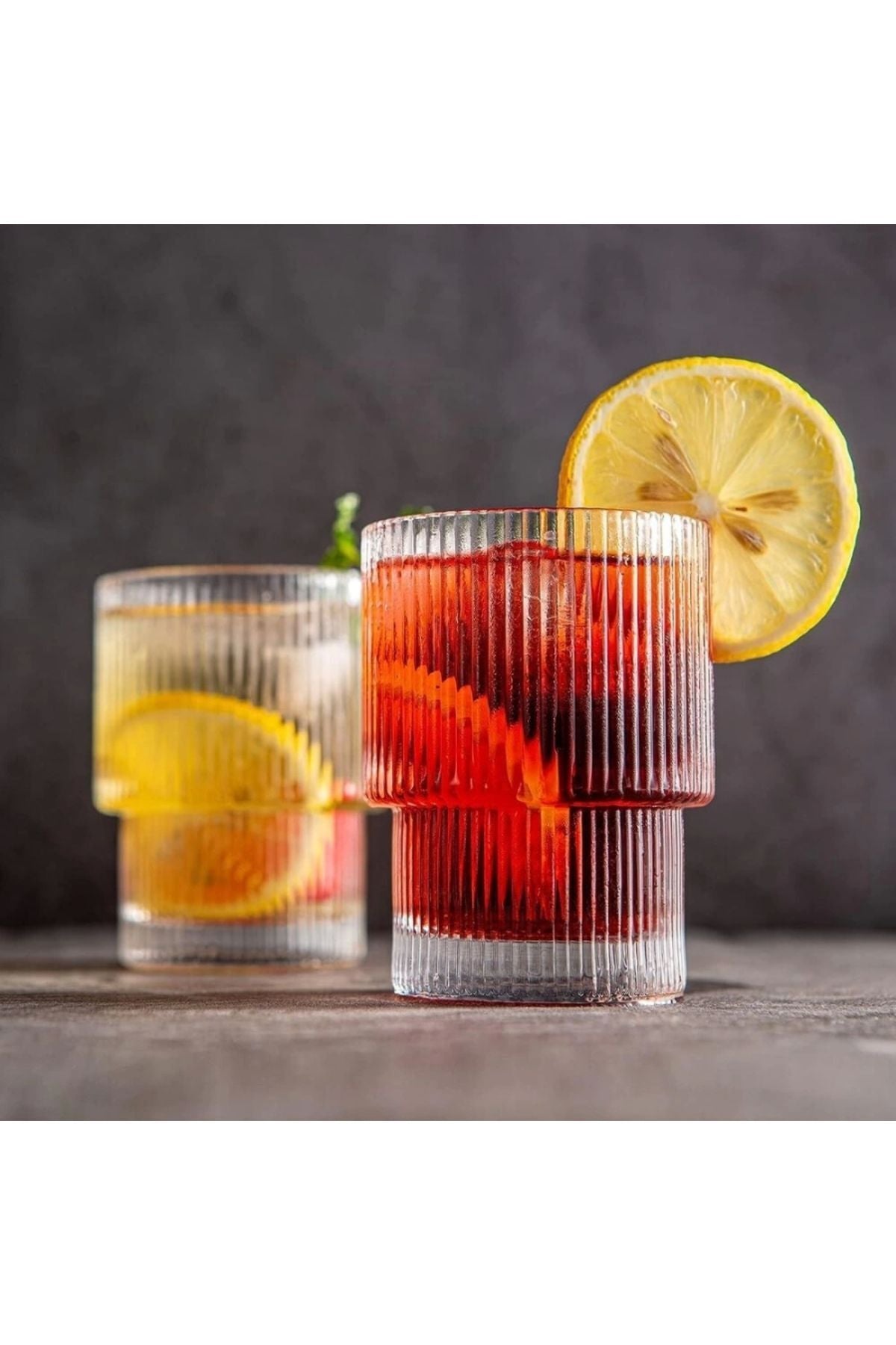 2 Adet Origami Şekilli Şeffaf Cam Bardak (1 B +1 K +2 Cam Pipet +1 Fırça) Buzlu Kahve, Kokteyl Barda