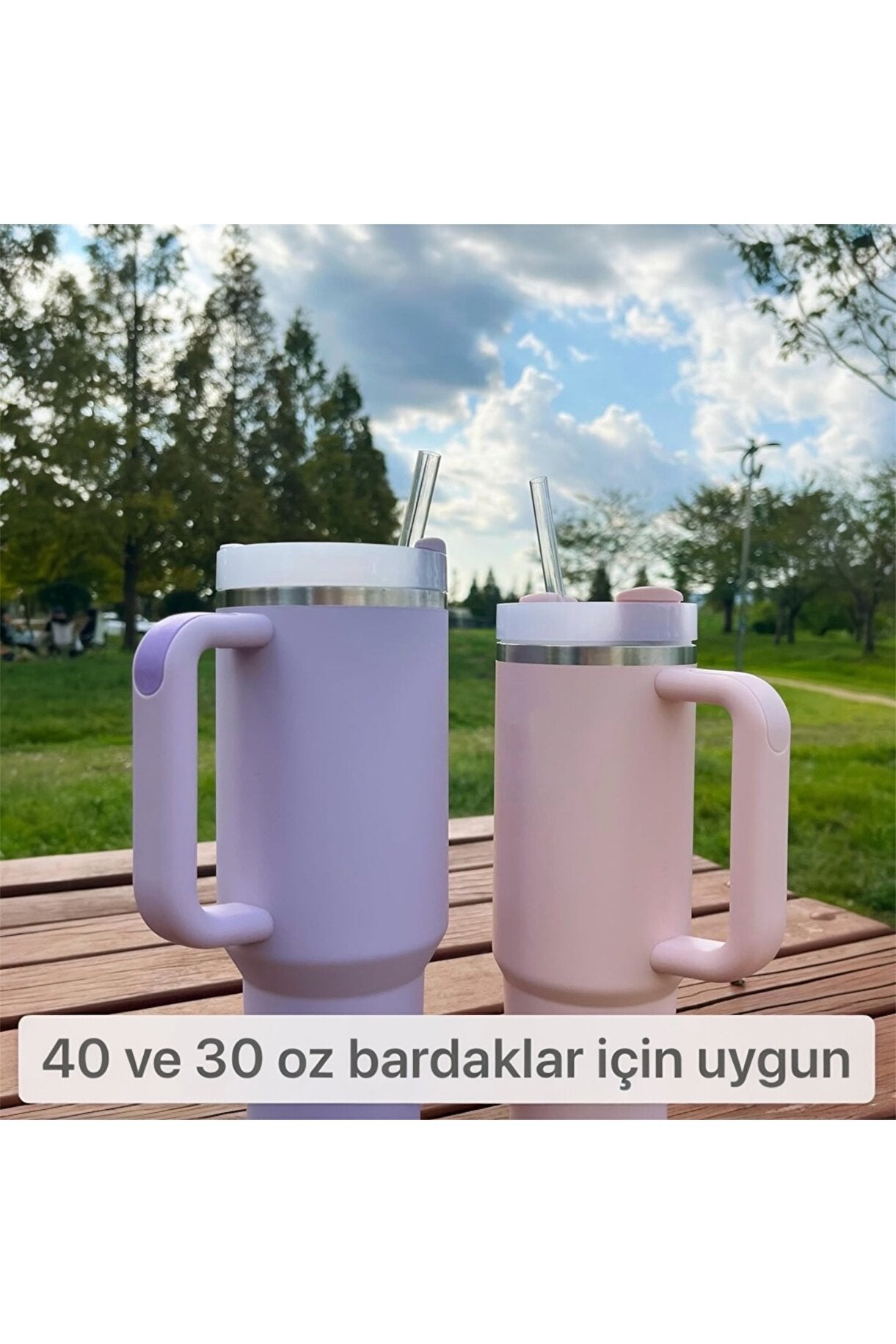 Yenigeldi 30 cm Stanly Quencher Uyumlu Tritan Malzeme Kalp Pipet ( 4 pipet + 1 Fırça)