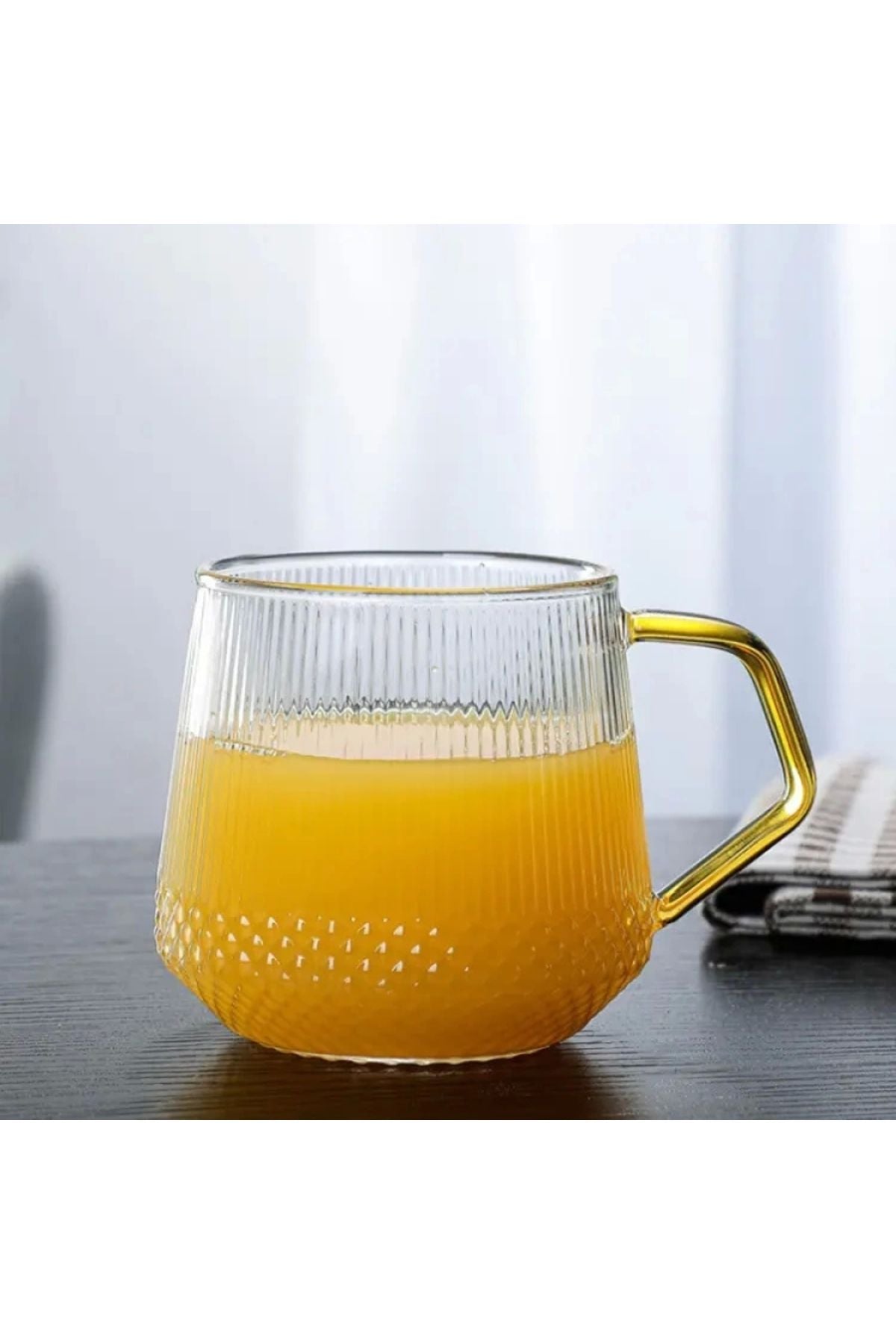 Yenigeldi Siyah Saplı 350 Ml Isıya Dayanıklı Çizgili Bardak Borosilikat Kahve Çay Ve Sunum Bardağı