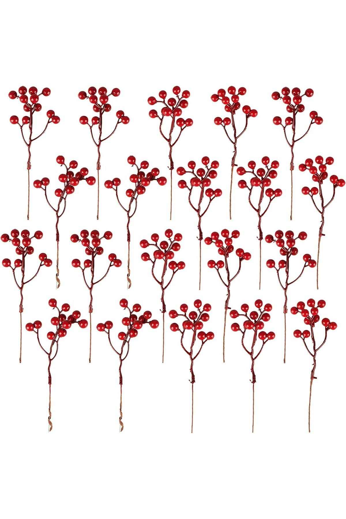 Yenigeldi 4 Adet 17 cm Kokina Red Berry Yılbaşı Süsü Yılbaşı Uğuru T-105