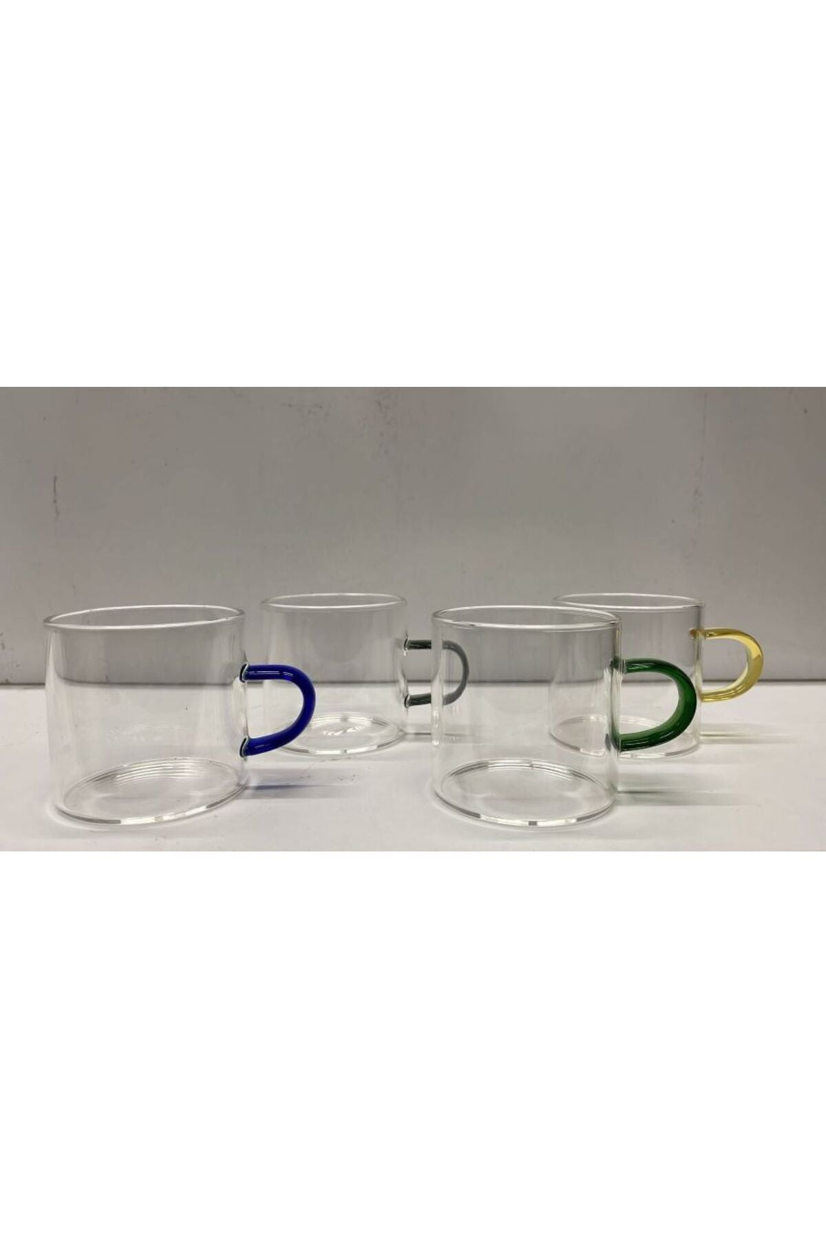 2 Adet Renkli Saplı Espresso Fincan Isıya Dayanıklı Borosilikat Bardak Kahve Çay Kupa (130ml)