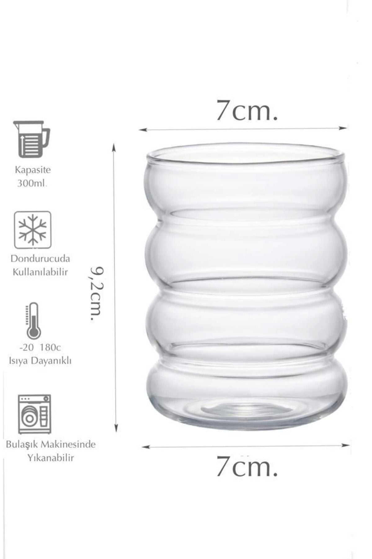 Yenigeldi Ripple Boğumlu Bardak Isıya Dayanıklı Borosilikat Kahve Çay Bubble Tea Viski Bardağı