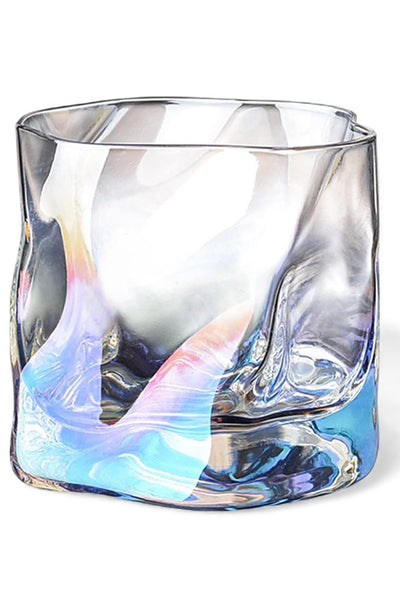 Yenigeldi 2 Pcs Irregular Rainbow Scandinavian Style Twisted Glass Whiskey, Cocktail, Bourbon Serving 236ml