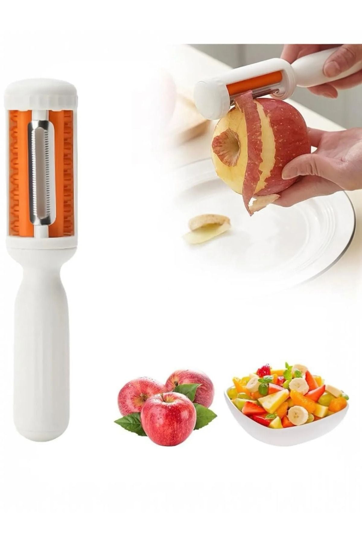 2 Adet 2025 Model Temizleme Fırçalı Soyucu (2si 1 arada) Çok Fonksiyonlu Paslanmaz Çelik