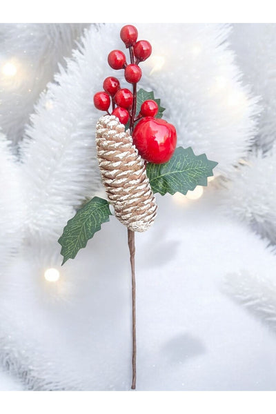 Yenigeldi 2 Adet Kokina Yılbaşı Yapay Meyve Dalları Noel İçin, Red Berry Kırmızı Meyve Sapları T1192
