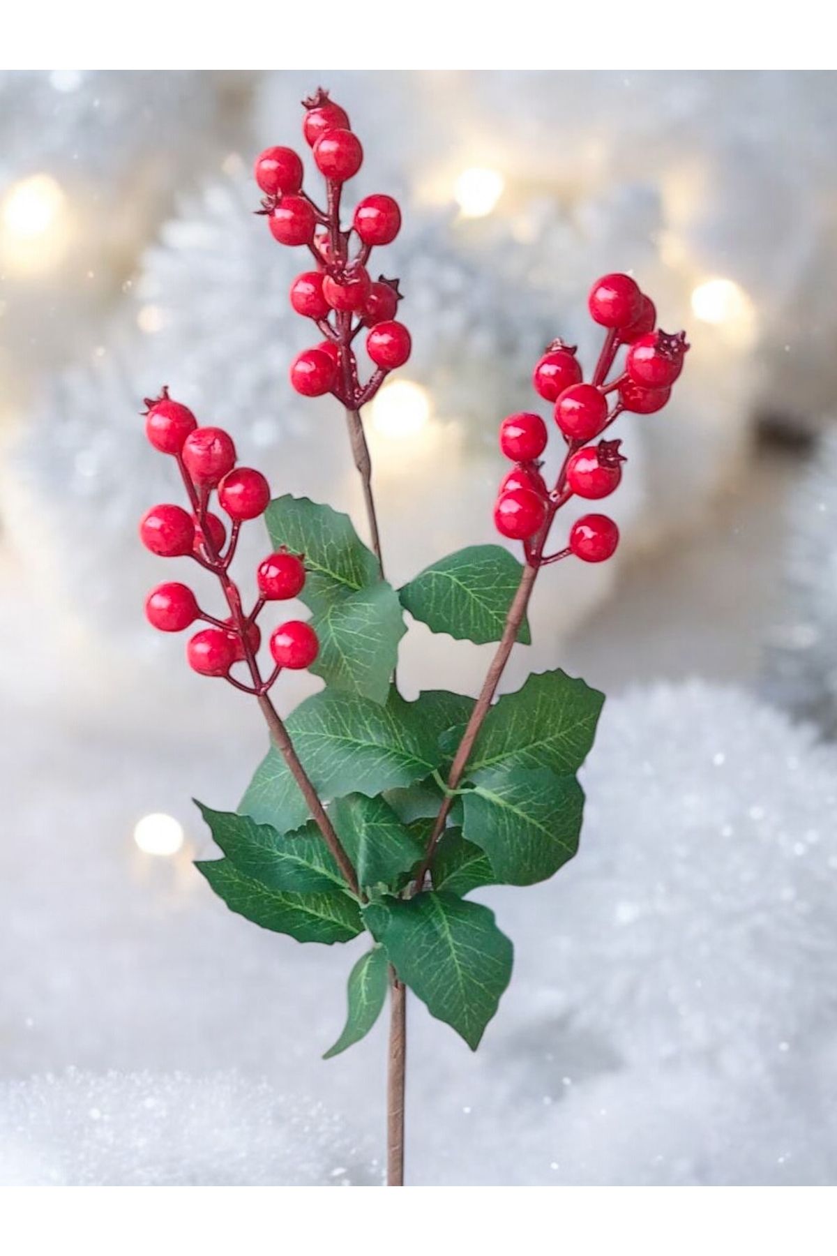Yenigeldi 4 Adet 65 cm Büyük Boy El Yapımı Uğur Kokina Red Berry Yılbaşı Süsü Süs t1162