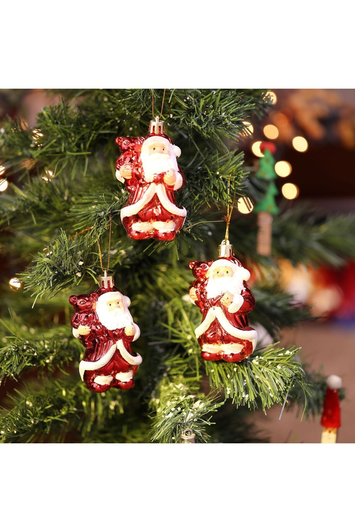 Yenigeldi 3 Adet Hediye Getiren Noel Baba Çam Ağacı Süsü Parti Doğum Günü Yılbaşı Ağacı Süslemeleri