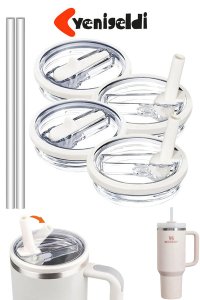 2 Adet Stnly Quencher Uyumlu 40 oz Flip Pipetli Kapak Sızdırmaz Yedek Bardak Kapağı