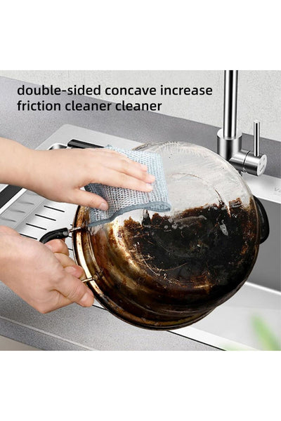 3 Adet Çift Katlı Çok Amaçlı Mucize Mikrofiber Inox Bez Telli Bulaşık Bezi , Mutfak Banyo Bezi