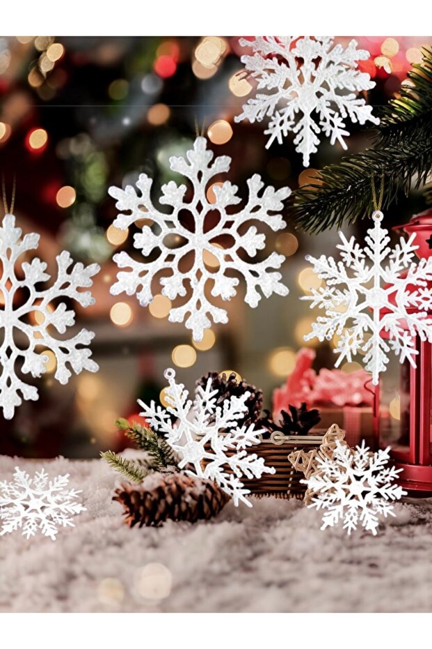 3 Adet Kar Tanesi Yılbaşı Süs Ağaç Süsü Parti Dekorasyon