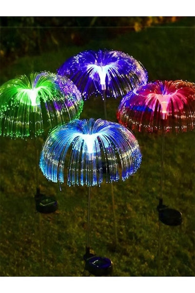 Dual-Color Solar Fiber Optic Jellyfish Garden Light Waterproof Lighting
