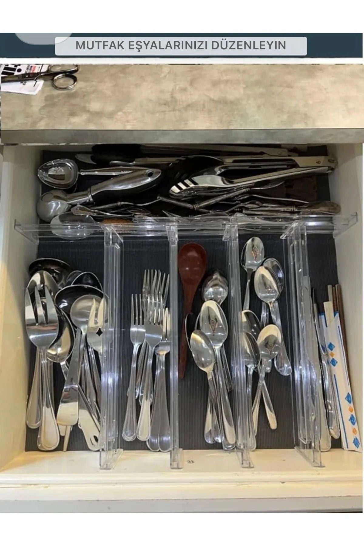 12 Adet Akrilik Şeffaf Teleskopik Ayarlanabilir Çekmece Bölücü Düzenleyici Organizer Y33312