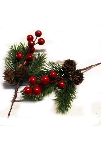 Yenigeldi 4 Adet Çam Kozalaklı Kokina Red Berry Yılbaşı süsü