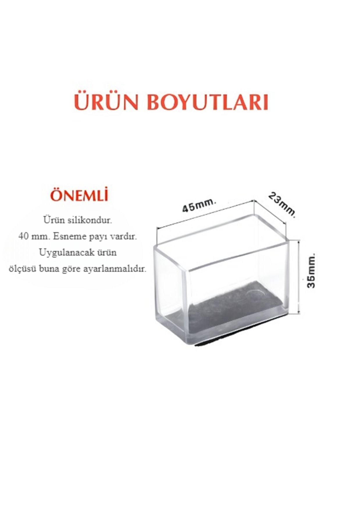 Yenigeldi 8 Adet ( 2cm - 2,5 Cm ) Silikon Masa Sandalye Pabuç Kaydırmaz Zemin Koruyucu