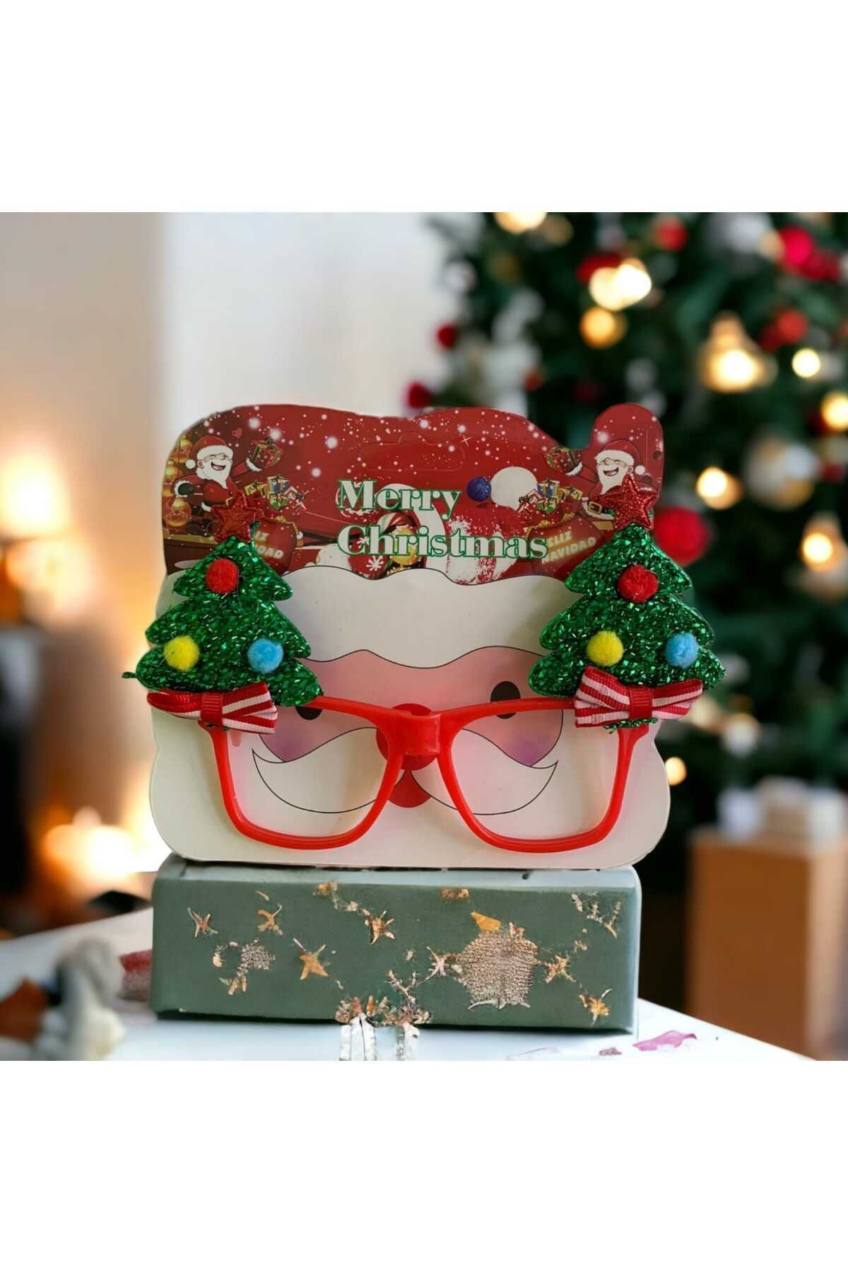 Yenigeldi Yılbaşı Parti Gözlük, Çam Figürlü Gözlük, Parti Gözlük Tek Ebat Yılbaşı Süs
