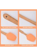 Yenigeldi 6 Adet 21 cm Pastel Renk Bambu Saplı Mini Silikon Pişirme Seti, ( Kaşık,Fırça,Spatula)