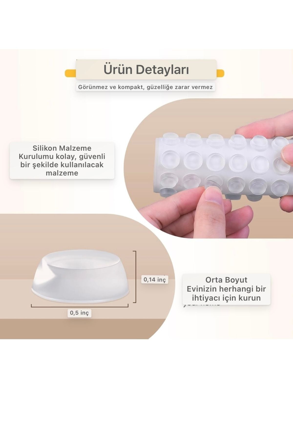 Yenigeldi 32 Adet Şeffaf Silikon Dolap Kapı Duvar Stoper Tampon Koruyucu