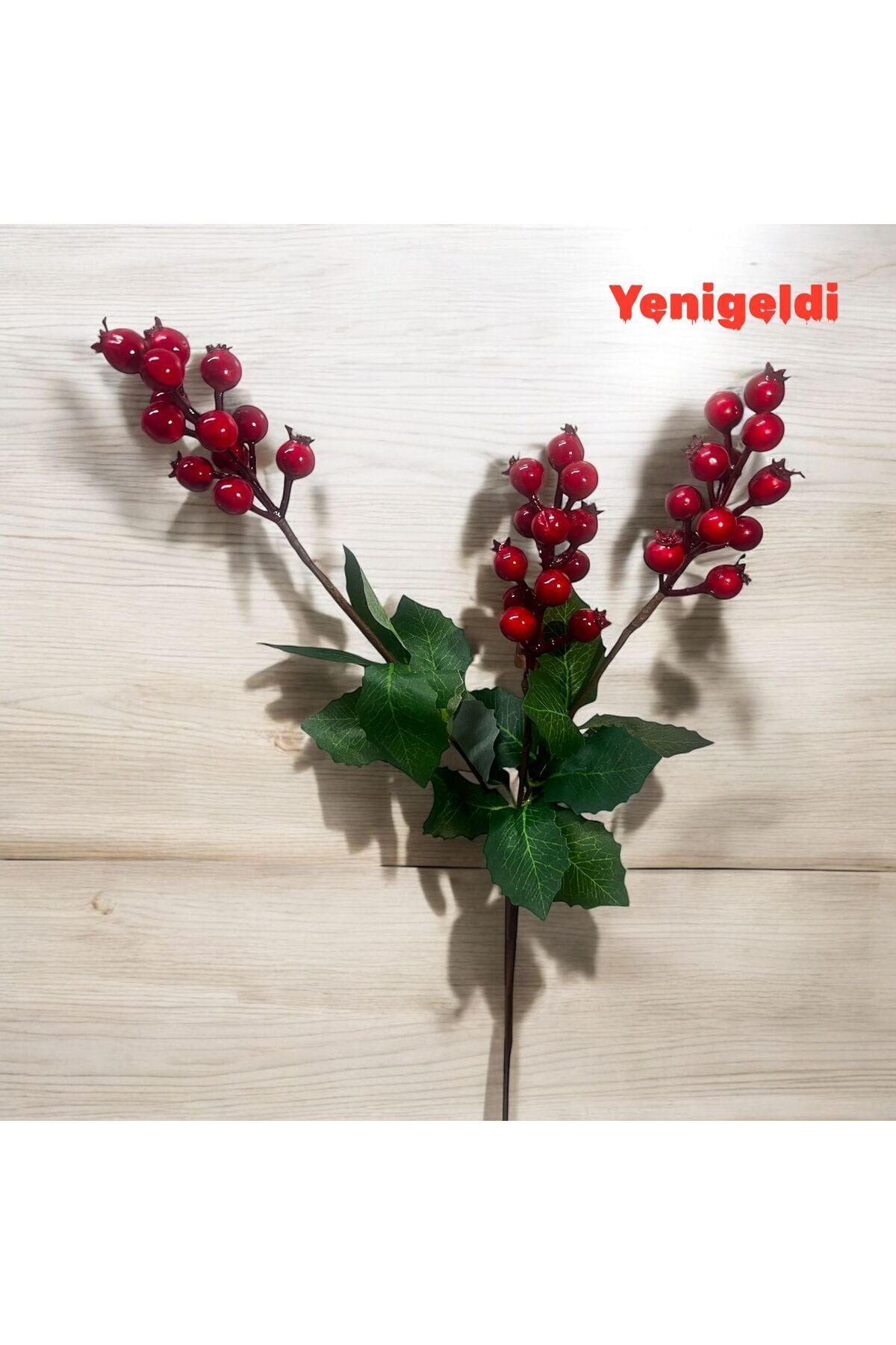 Yenigeldi 4 Adet 3 Dallı Yapraklı 60 Cm Kokina Ve Yapraklı Yılbaşı Süsü Süs Dekorasyon T1124