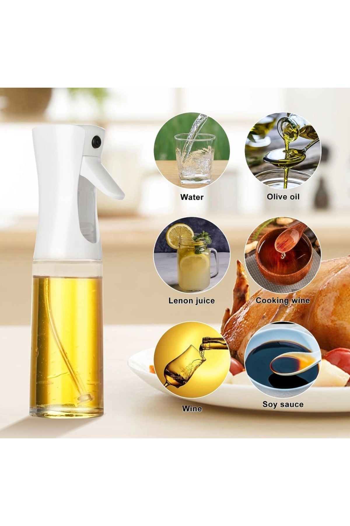 Yenigeldi 1 Adet Air Fryer Yağ Sprey Airfryer Için Yağdanlık Yağlık Sirke Zeytinyağ Püskürtücü Cam Şişe