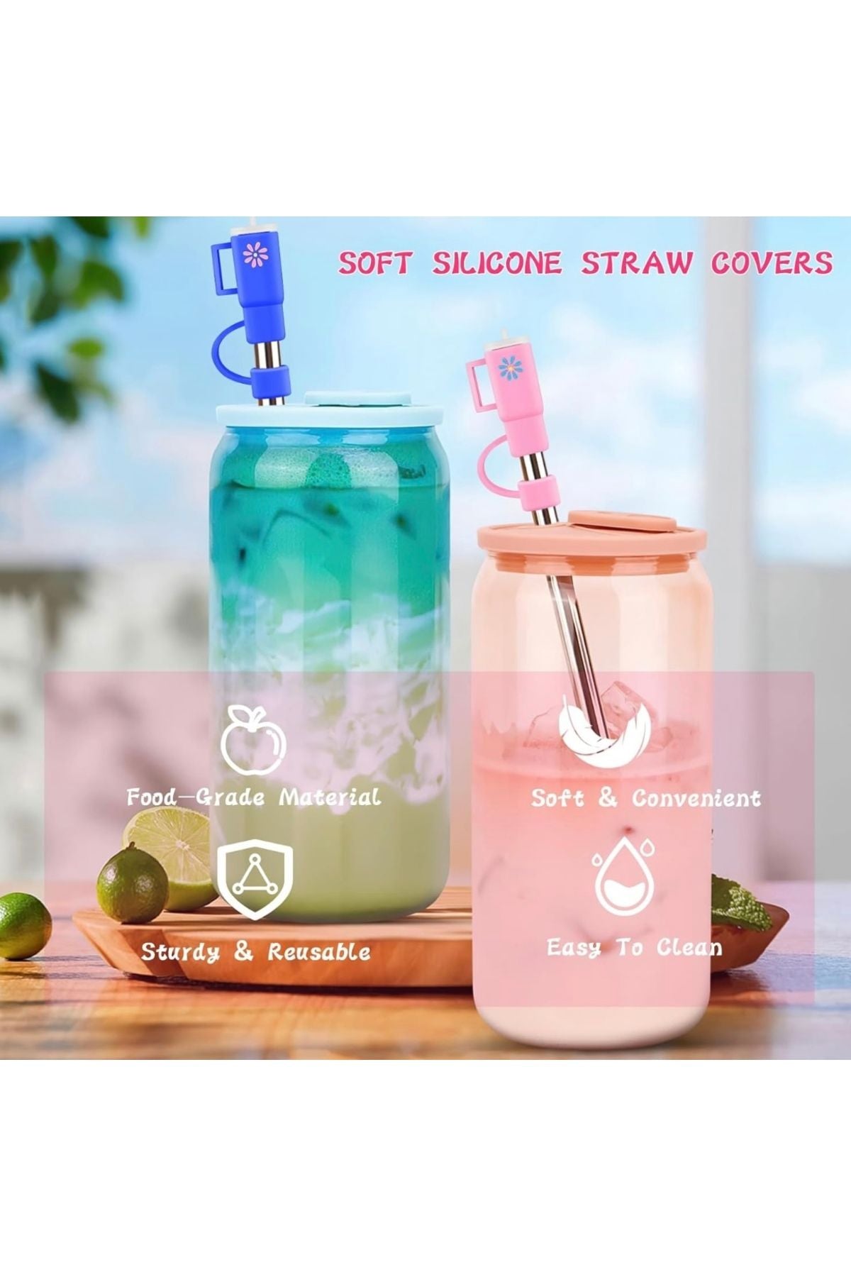 2 Adet 10 Mm Stanley İçin Pipet Kapağı ( Beyaz Pembe Ve Kırmızı Renklerde ) Pipet Tıpası