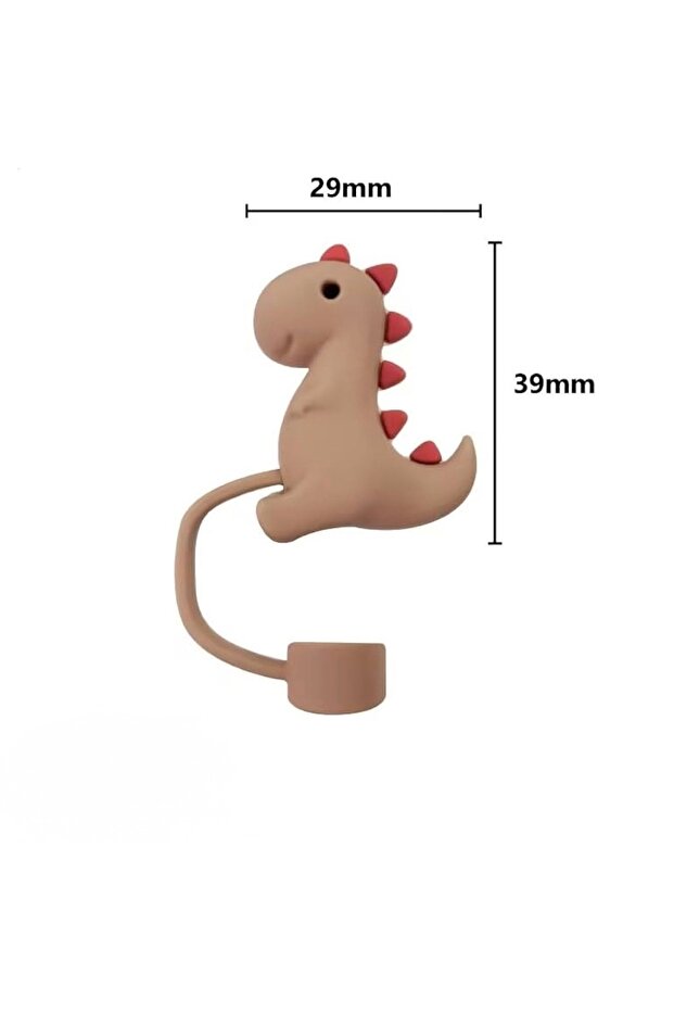 Yenigeldi Sevimli Dinozor 10mm Pipet Koruyucu - Silikon Pipet Tıpası, Kapağı ve Başlığı