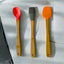 Yenigeldi 6 Adet 21 cm Pastel Renk Bambu Saplı Mini Silikon Pişirme Seti, ( Kaşık,Fırça,Spatula)
