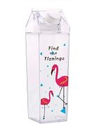 1 Adet 500ml Flamingo Süt Kutu Tasarımlı Su Kahve İçecek Şişesi Cam Değildir Kahve Ve Sunum Bardağı