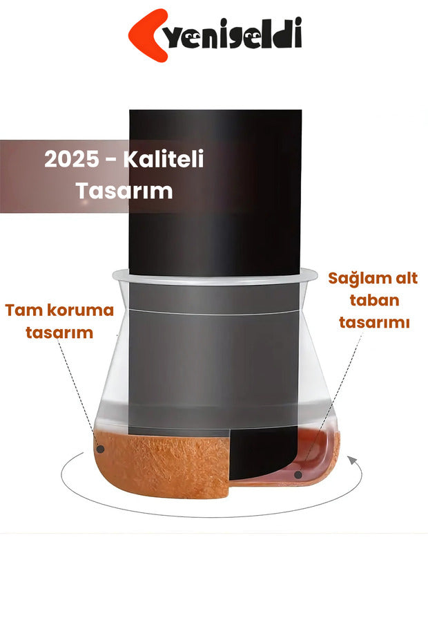 8 Adet Yuvarlak Sandalye Papucu (1,5-2,2 cm) Şeffaf Silikon Zemin Koruyucu Keçeli Ayak Kılıfı