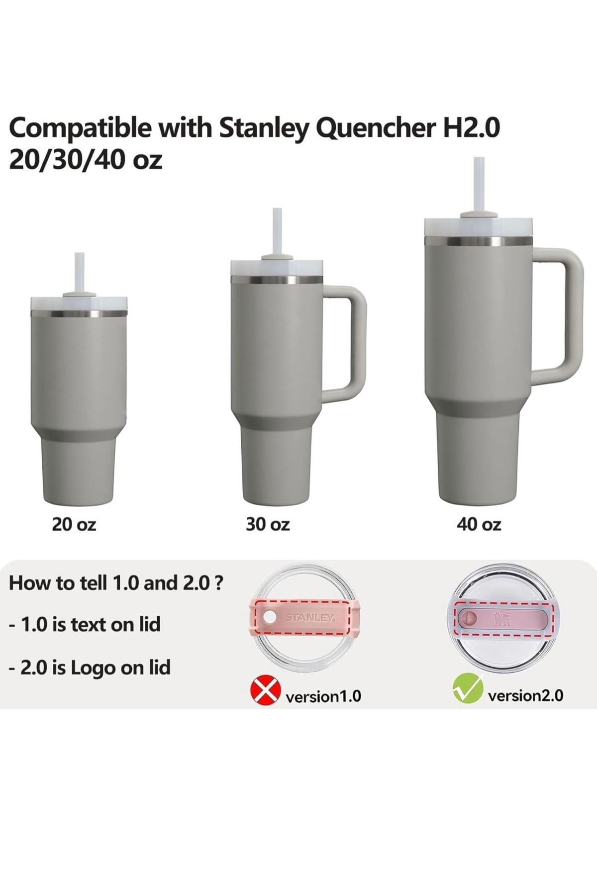 Yenigeldi 2 set ( 6 parça ) Gri pipet için 40 ve 30 oz Termos için Sızdırmaz Seti