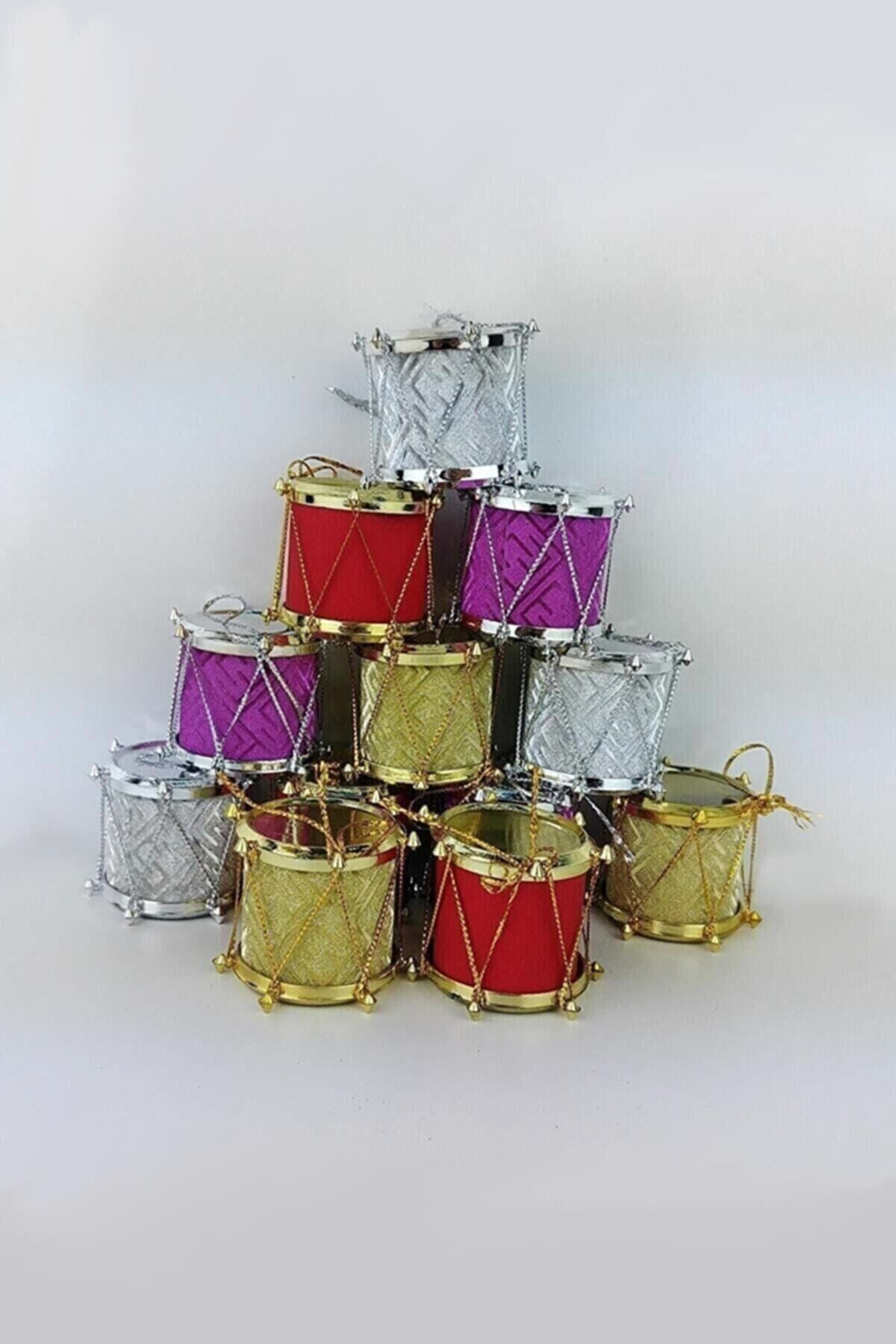 Yenigeldi 12 Adet Yılbaşı Çam Ağacı Davul Süs , Yılbaşı Parti Süsü