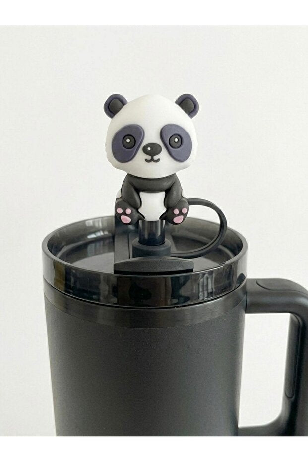 Yenigeldi Panda Figürlü 10mm Silikon Pipet Kapağı - Termos Pipet Koruyucu Tıpası ve Başlığı