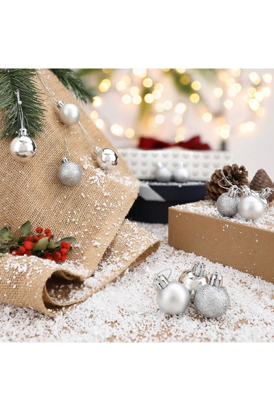 Yenigeldi 12'li Gümüş 3 Cm Yılbaşı Topu, Noel Topu, Çam Ağacı Topu, Süs Topu