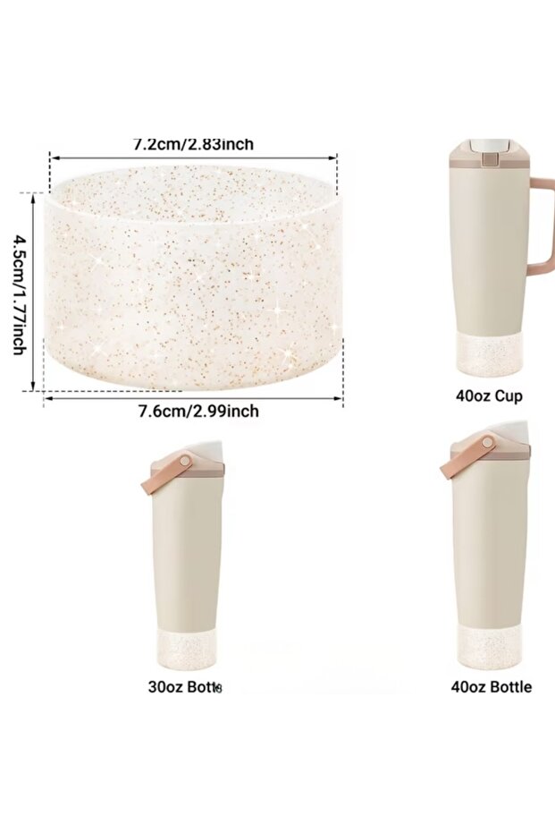 Yenigeldi Simli Stenley Quencher Silikon Taban - 30oz & 40oz Tumbler İçin Kaydırmaz ve Çizilmez Koruyucu Kılıf