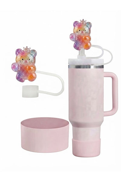 Yenigeldi 10 mm Silikon Pipet Tıpası ve Pudra Pembe Termos Taban Koruyucu Seti - Toz ve Böcek Önleyici