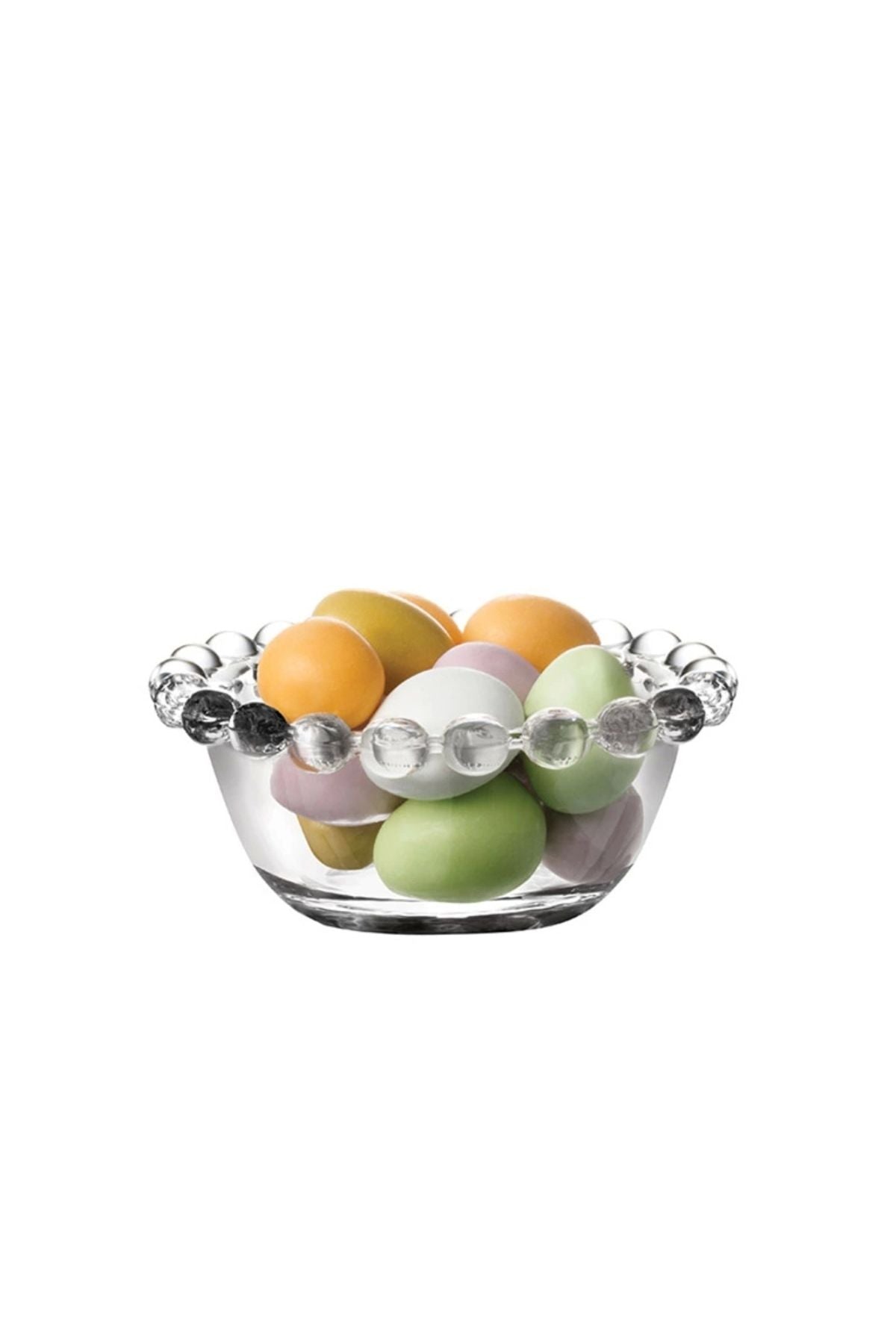 Yenigeldi 1 Adet Yuvarlak Boncuk Kenarlı Çerez Draje Lokum Reçel Sunum Kasesi Tealight Mumluk