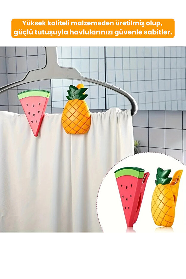 2 Adet Ananas Plaj Havlu Mandal Klipsi – Rüzgara Dayanıklı, Güçlü Tutuş ve Eğlenceli Tasarım