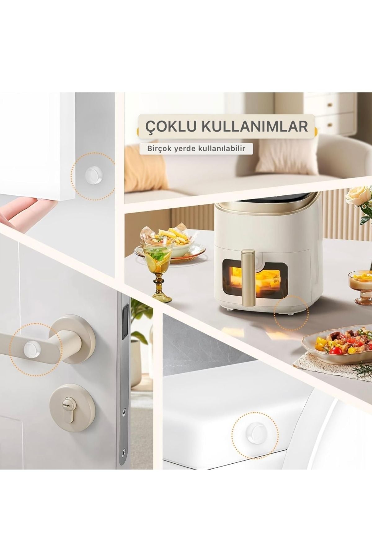Yenigeldi 32 Adet Şeffaf Silikon Dolap Kapı Duvar Stoper Tampon Koruyucu