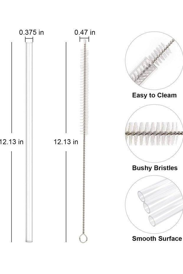 6 Adet 30 cm Stanly Quencher Uyumlu Tritan Pipet Ve 1 Adet Temizleme Fırçası