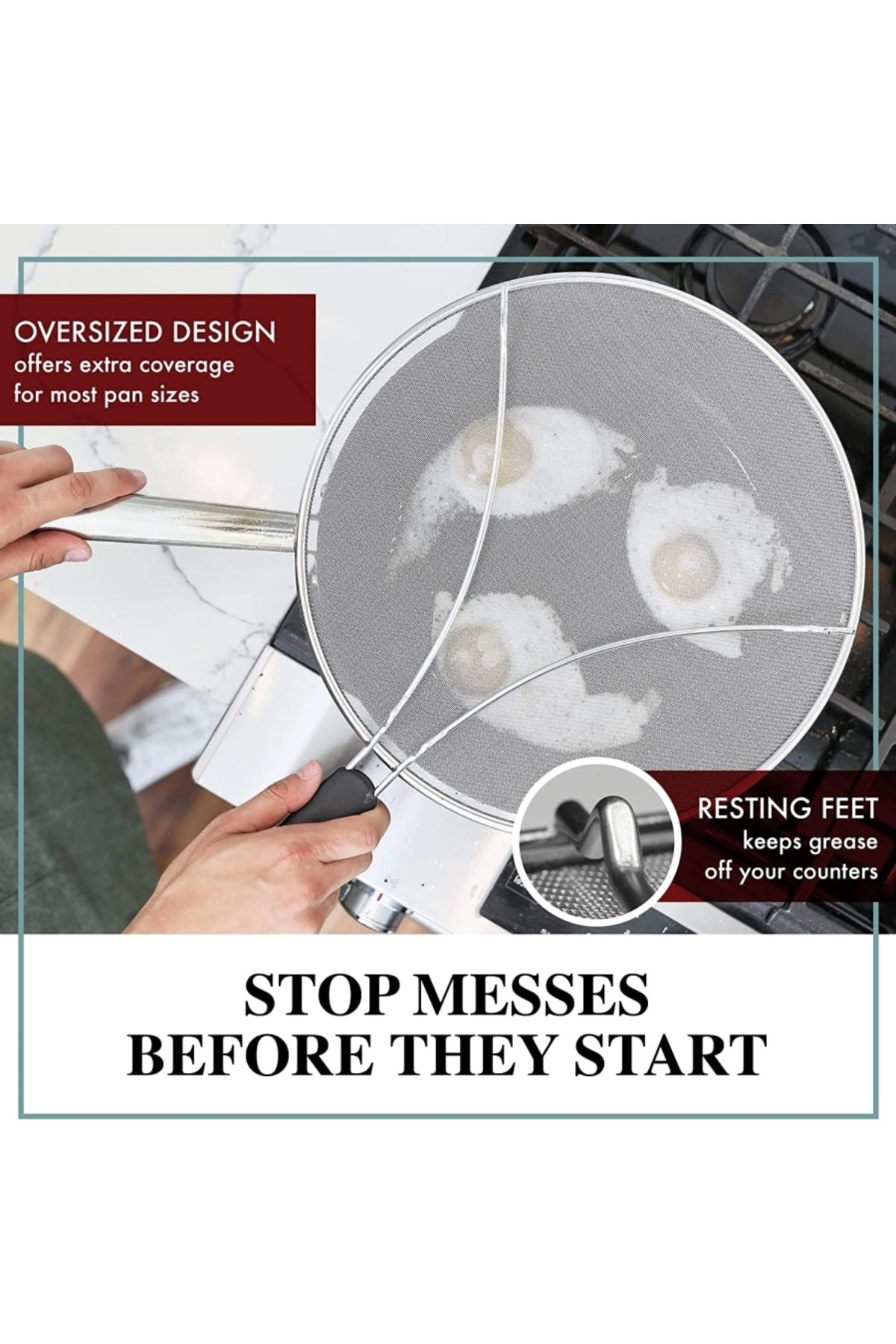 25 Cm 3'ü 1 Arada Paslanmaz Çelik Yağ Sıçratmaz Süzgeç Ve Soğutma Tavası (1 ADET)