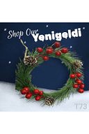 Yenigeldi 1 Adet 20 Cm Kapı Ve Masa Dekorasyonu Yılbaşı Çelenk, Yılbaşı Dekorasyonu , Noel Kapı Çelengi T-73