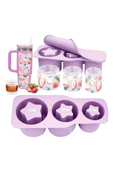 Yenigeldi Stenley Quencher Tumbler ve 40oz Bardaklar için Özel Tasarım Silikon Buz Kalıbı Seti - Yavaş Eriyen, Yıldız Şekilli Büyük Buzlar, Gıda Sınıfı, Kolay Çıkarma